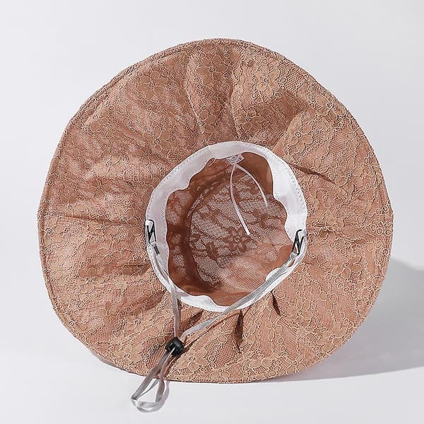 Damspets vikbar utomhus fiskarvisirhatt Upf 50+ bred brätte, beige