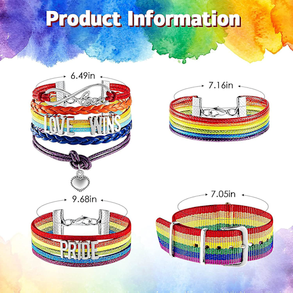 4 stk. Regnbue Armbånd Regnbue Kærlighed Vinder Armbånd Pride Armbånd Pride Håndlavet Armbånd Regnbue Nylon Urrem Regnbue Justerbart Armbånd Fo