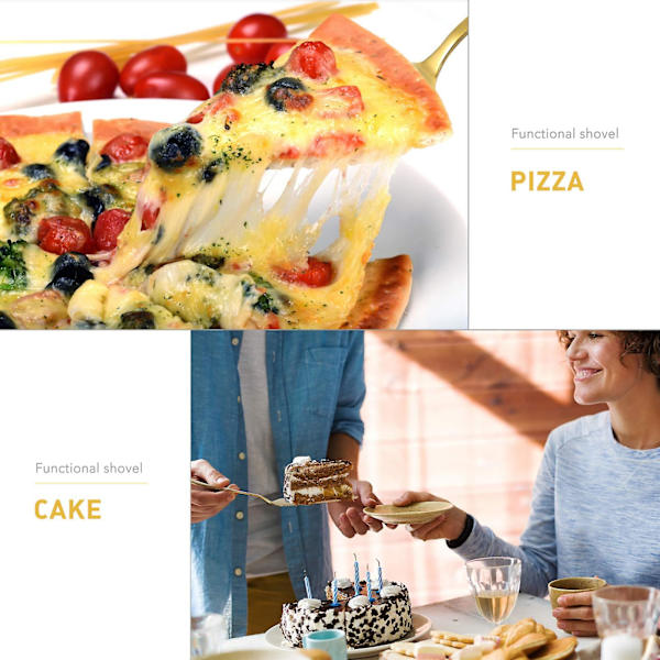 2 st rostfria tårt- och pizzaskopor, professionell tårt- och pizzaspade, tårtdelare, skivare för hemmet