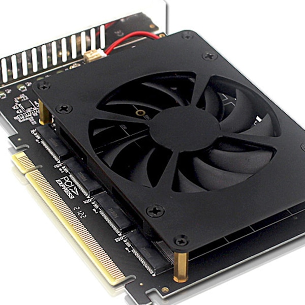4-diskar M.2 NVMe M-nyckel SSD till PCIe 4.0 X16-adapter med kylfläns 4 x 32gbps Yo
