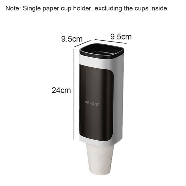 1 muggdispenser, självhäftande montering, väggmontering, horisontell och vertikal design, för kök och kontor.