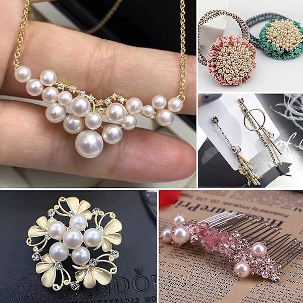 1150 stycken 3/4/5/5/6/8/10/12mm vita runda pärlor i satin för DIY-hantverk, halsband, örhängen, ring (beige)