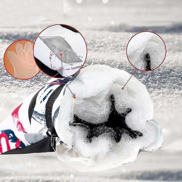 Vinter Skidhandskar Varma Foder Vindtäta Vattentäta Snöhandskar-1（XL，Mörk*Vit）