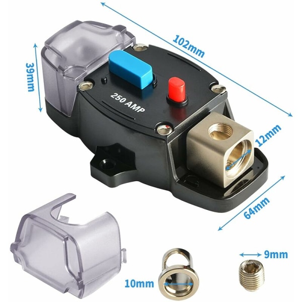 Bilsikringholder 12V-48V Audiosikring Beskyttelsessystem til Bil, Autocamper, Båd (60A)