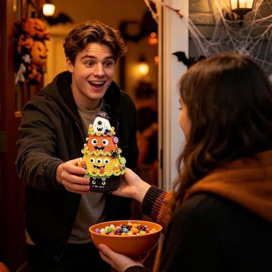 Heklesett til Halloween - juletrepynt - Candy Corn - design - Håndlaget - Egnet for dekorering av stuer - studenthybler hvit XXS