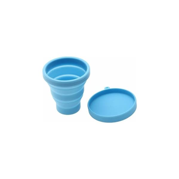Foldbar silikone te-kop 200ml - blå - velegnet til rejser og camping
