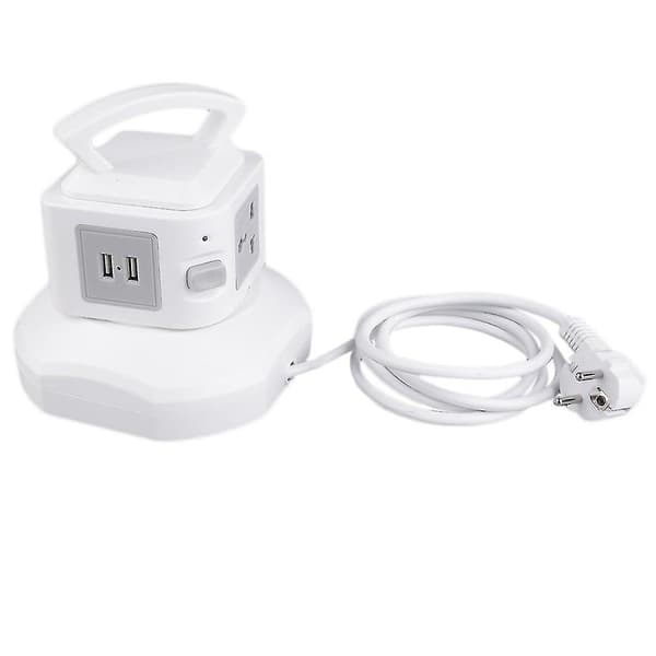 Pc+abs Smart Anti-thunder Overload Protector 3-uttag med 2-usb-portar Uttag Överspänningsskyddad Grenuttag Eu