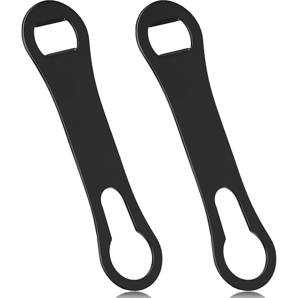 2-pack rostfria flasköppnare och hällpip avlägsnare platt metallstav snabb flasköppnare (svart)