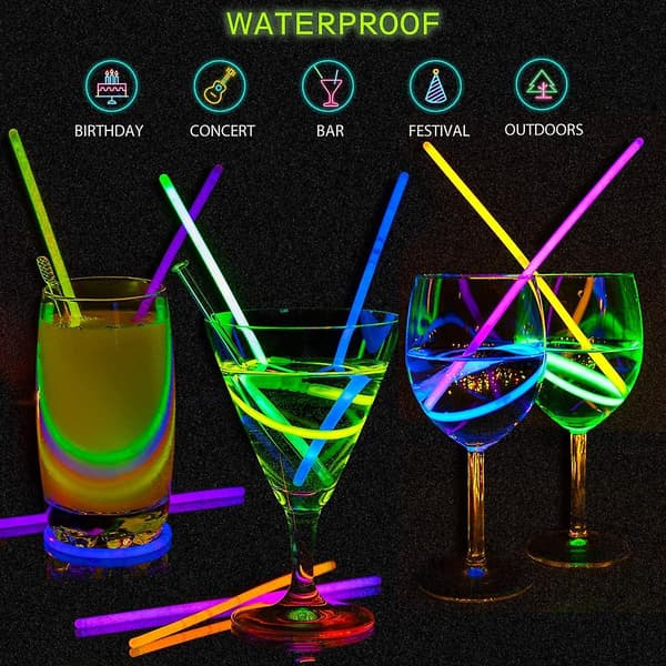 Glow Luminous Fluorescent Armbånd, 100 Fluorescerende Lyspinde Med 122 Forbindere Til At Lave Halskæder