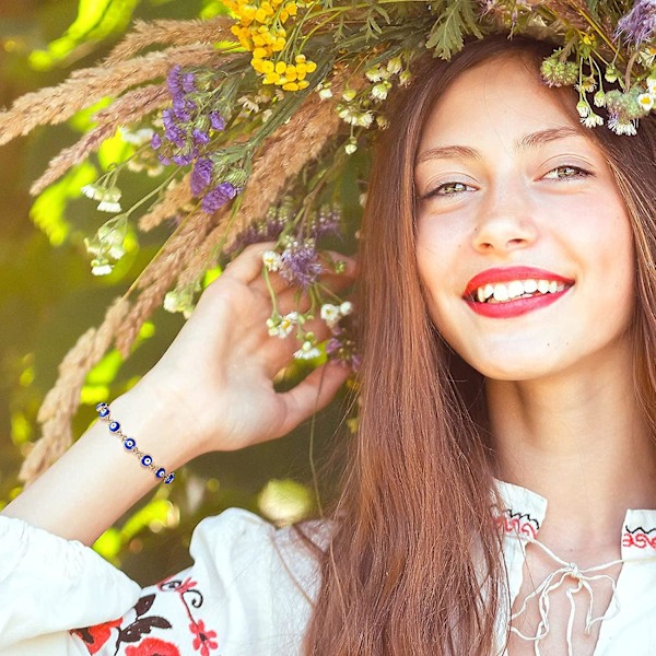 9 Stykke Ondt Øje Armbånd Håndlavet Ondt Øje Perler Armbånd Ondt Øje Kæde Armbånd Justerbar Amulet Smykker Onde Øjne Armbånd Til Kvinder Piger