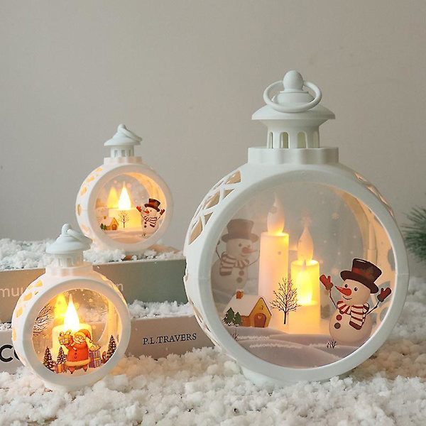 Juldekoration Flamlösa Flimrande Ljus, Batteridrivna LED-Ljus$flicke（Vit Snögubbe）