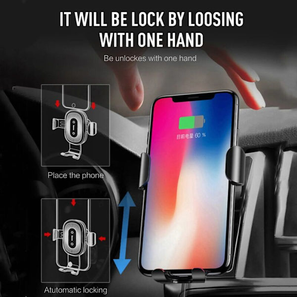 2 i 1 Qi-oplader??t bil mobiltelefonholder bilinduktions mobiltelefonholder bil trådløs hurtigoplader bil trådløs holder 10W