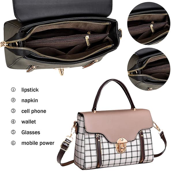 Crossbody-väskor för kvinnor, handväskor, klassisk tote-väska med justerbar rem, axelväskor, khaki