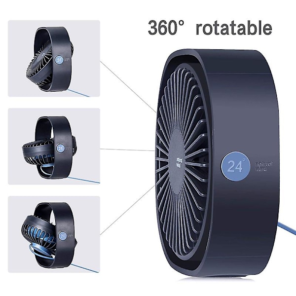 360 roterande justerbar kontorsdator skrivbord USB-fläkt (svart)