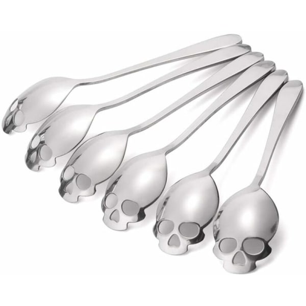 Set of 6 skull tea spoons stainless steel, 15 cm skull skull sugar spoons, coffee spoons, dishwasher safe, skull spoons, skull spoon series