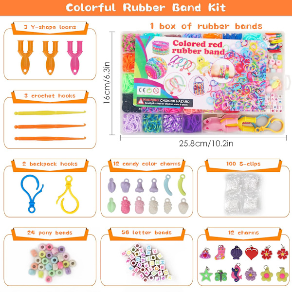 2500+ Loom Bands Set, 40 Grids Färgglada Gummiband Kit För Armband, Diy Elastiska Loom Bands, Barnarmband