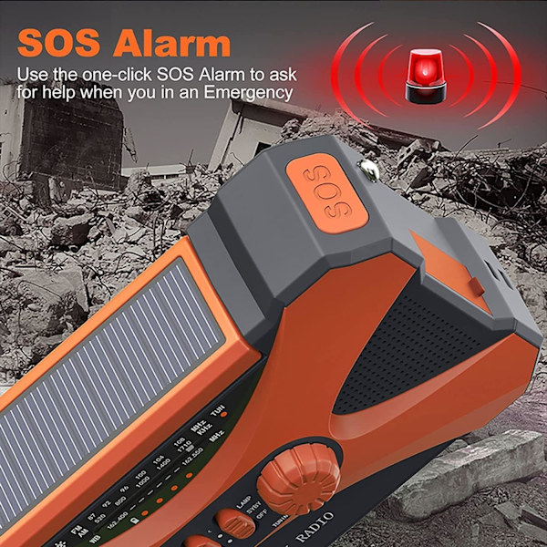 1 stk. bærbar 10000mAh AM FM-radio med telefonoplader, IPX5 vandtæt Bluetooth-højttaler med lommelygte og læselampe