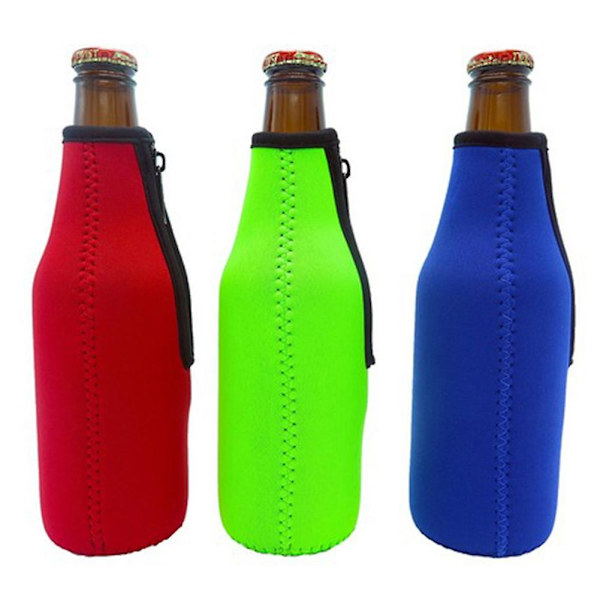 330 ml Zip-ölflaskhållare med tjock neoprenisolerad täckning (röd)