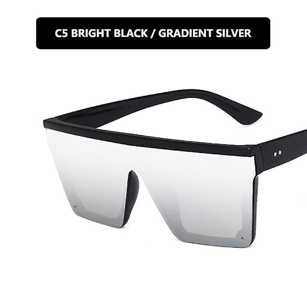 Wekity Bright Black Double Grey And White Mercuryladies Men's Sunglasses Oversized Square Rimless Sunglasses Uv400 Sunglasses Trend Big Frame One-piec