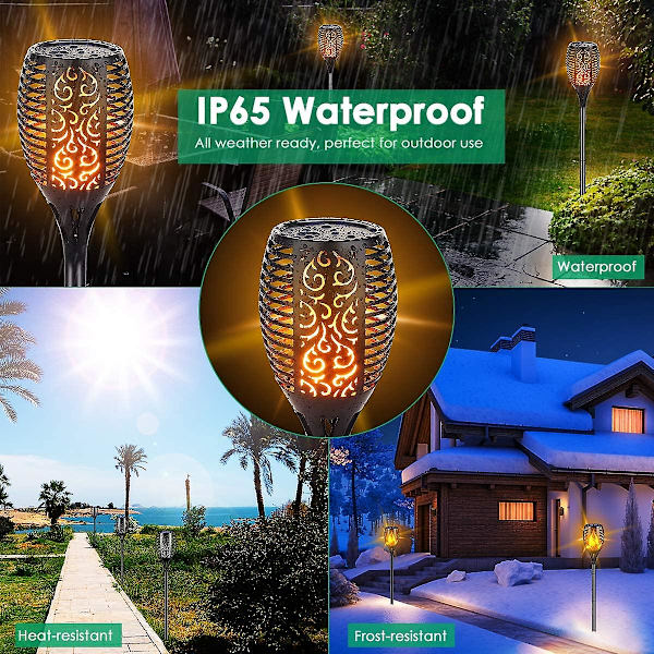Solar Lights 99 Led Flimrende Flamme Solar Fakler Lys 43" Vandtæt udendørs belysning Solar