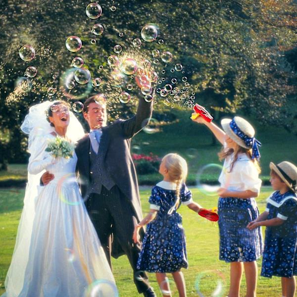 Handhållen bubbelmaskin med ljus, automatisk LED-bubbelblåsare