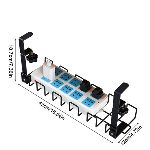 Kabelkanal för skrivbord, kabelhantering, kabelorganisatör, kabelkorg utan borrning, extra robust kabelhållare för skrivbordshantering (vit)