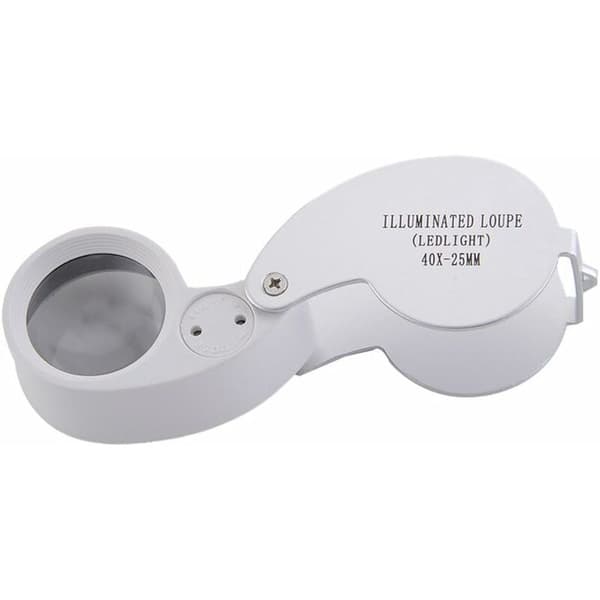 40 x 25 mm forstørrelsesglas med LED-lys til juvelerer (sølv)