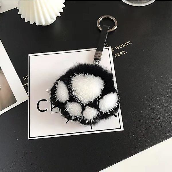Mink Päls Katt Tass Nyckelring Kawaii Ryggsäck Hänge Plysch Nyckelring Mode Present Söta Väska Handväska Charm