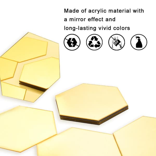 3D Akrylspegel Väggstickers för Vardagsrum, Hall, Sovrum & Hem Guld