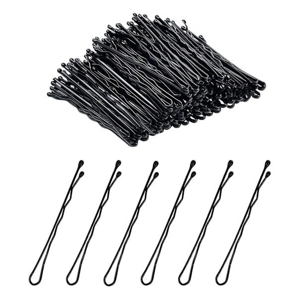Katea 200 stk. Bobby Pins 5,5 cm Svarte Hårnåler Hårklipp for Kvinner Damer Jenter Barn Hårnål Usynlig Bølge Hårklipp Barrette Hårklipp Bulk Hårtilbehør
