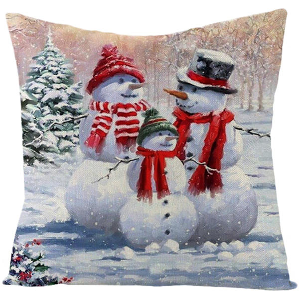 Jul-kuddfodral i bomullslinne för soffa, bil, hem, midja, 45*45