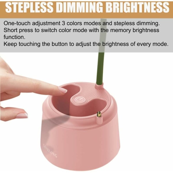 LED-bordslampe til børn, USB-genopladelig Flower Bird-bordlampe, læselampe med justerbar lys- og berøringssensor, soveværelsesdekorationslampe (pink)