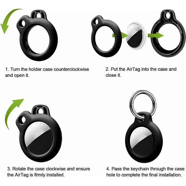 Airtag nøglering [2-pak] Etui kompatibel med Apple Airtag Etui, GPS Airtag Airtags nøglering (sort/hvid)