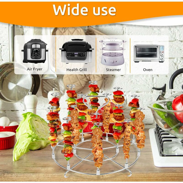 Air Fryer Kebab, Grillställ, Ninja 15-i-1 Tillbehör, Kompatibel med 8-liters Ninja Food/Instant Cooker/Tryckkokare