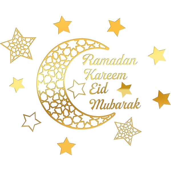 Ramadan Dekoration Eid Väggdekor, 3d Ramadan Moon Star Akryl Väggdekor, Eid Mubarak Dekor För Muslim Islam Ramadan Festtillbehör Guld