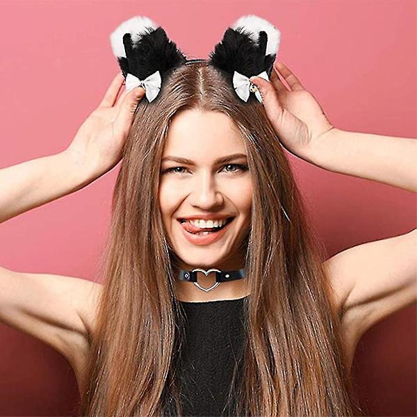 1 st Cat Ears Hårband Cosplay Flickor Kvinnor Söt Fest Hårkläder Vit