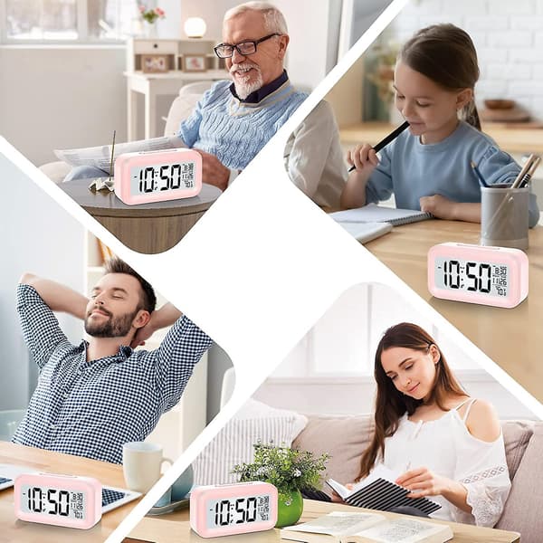 Sovrum Digital väckarklocka, 5,5 tum LCD väckarklocka för barn med smart ljus