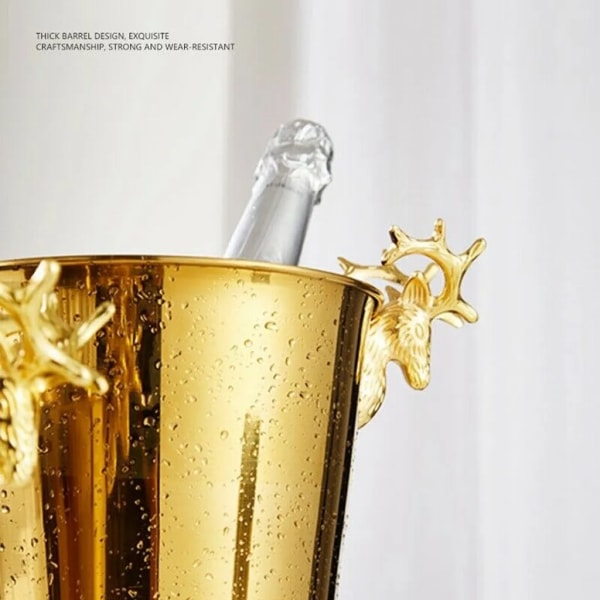 3L Champagnehink Guld Rostfritt stål Flaskkylare Vinkylare Ishink  Champagneskål Ishink 6456 | Fyndiq