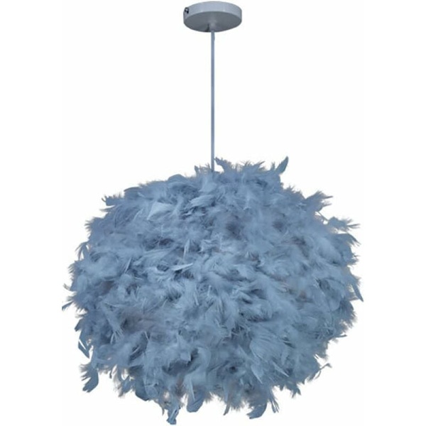 Fjäderhänge Pendellampa Modern 30cm Boll Kandelaber E27 Taklampa Hängande Dekoration för Vardagsrum Sovrum Barnrum Pojke (Grå)