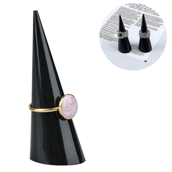 5-pack konformad akryl solid ringdisplay kompatibel med smyckesmonter (svart)