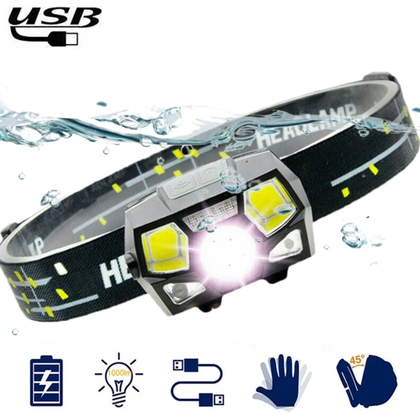 LED-otsalamppu, LED-ajovalaisin, LED-taskulamppu otsalamppu, USB-ladattava superkirkas otsalamppu