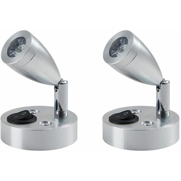 3W 12V LED-läslampa för husbilar, husvagnar, båtar med individuell strömbrytare, silver