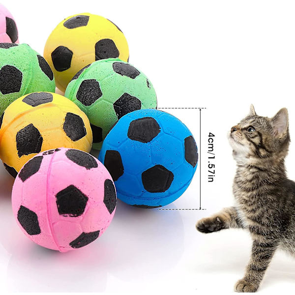 10 stycken 4 cm katt leksak boll skum fotboll aktivitet katt leksak interaktiv boll leksak färg slumpmässig