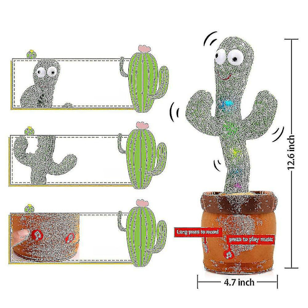 Dansande kaktusleksak, pratar Repetera Sjunger Sunny Cactus Toy(120 sånger)