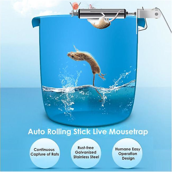 Automatiska musfällor Rullande pinne Hushåll Giftfri Live Catch And Release Hink Spin Roller Möss Råttor Gnagare. Human. Automatisk återställning. Säker för barn A