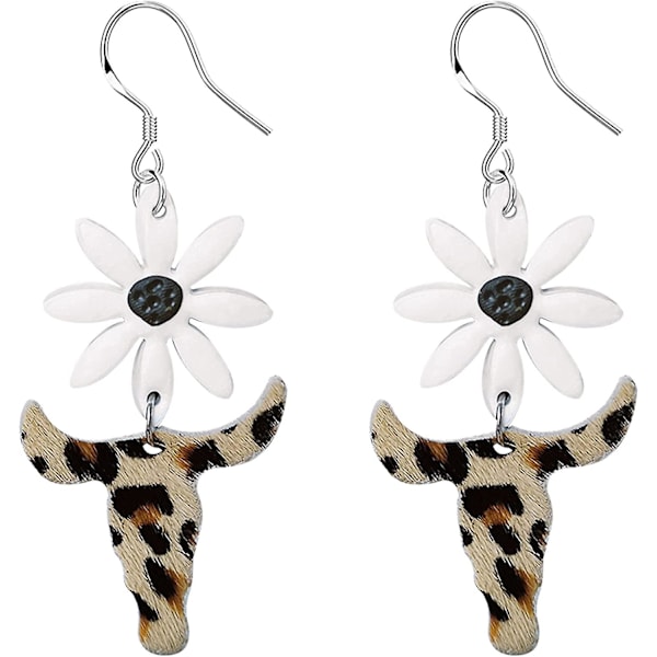 Våren Sommer Gul Solsikke Leopard Ku Polymer Leire Ku Skinn Dropp Dangle Ørepynt For Kvinner Jenter Søte Blomster Strand Vestlig Statement Chee