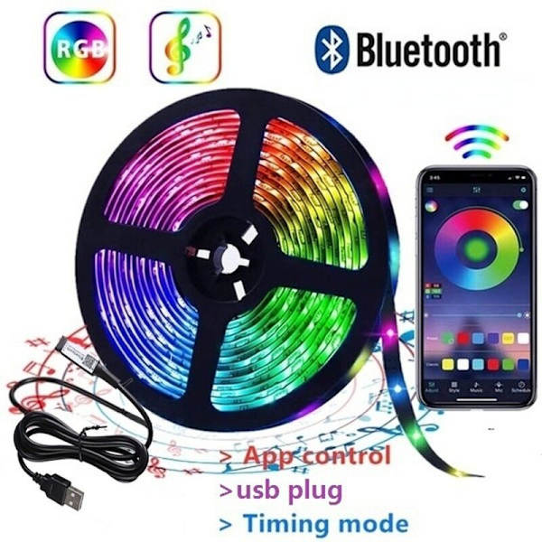 LED-strimmel, 4m RGB LED-fe-lyssnor, med fjernbetjening, til skabsdekoration, fest, hjem, soveværelse. Farveskiftende