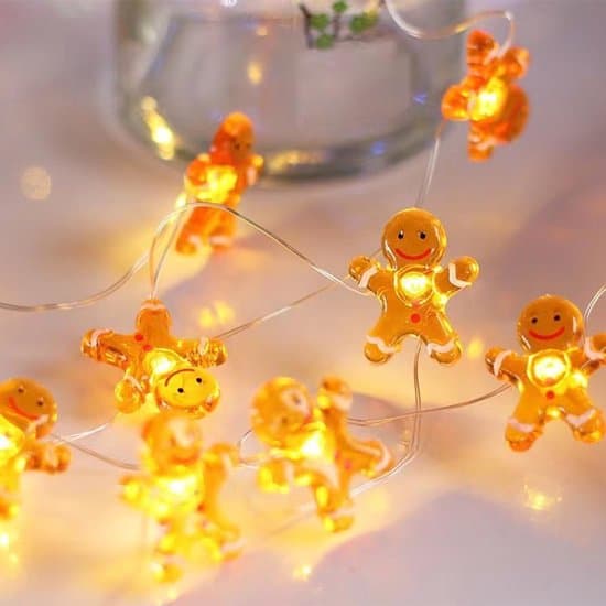 Pepperkakemann-lyslenke - 2 meter LED-juledekorasjon - julebelysning hvit XXS