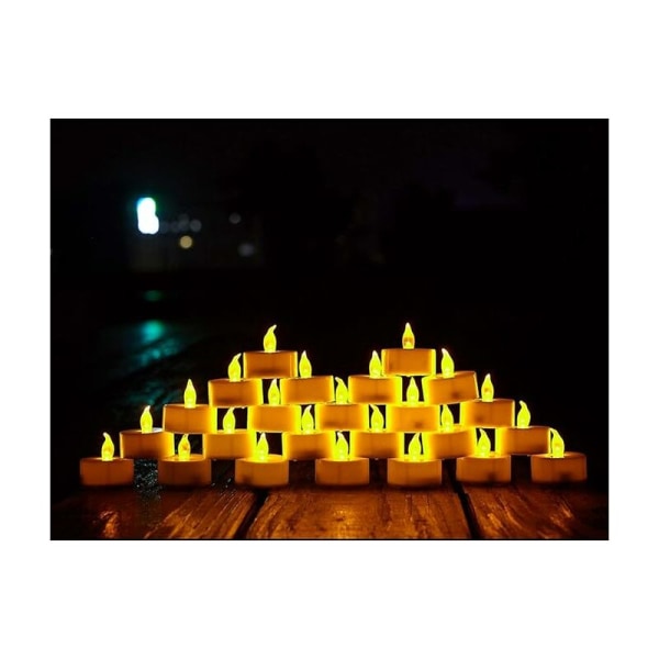 24 LED-kynttilää CR2032 paristot, hajusteettomat kynttilät, liekettömät, läpinäkyvät, välkkyvät, lamppu kestää yli 100 tuntia