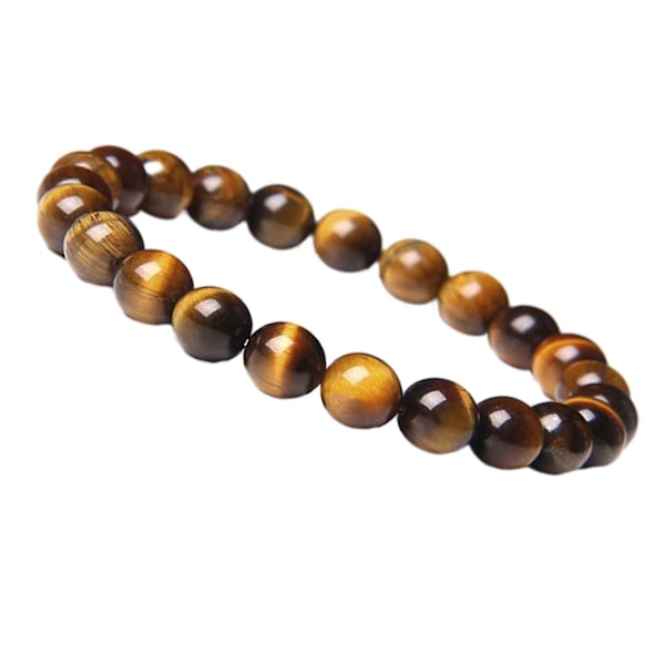 Lätt fashion smycken halv ädelsten pärlar armband kvarts 6mm naturliga pärlor (brun)